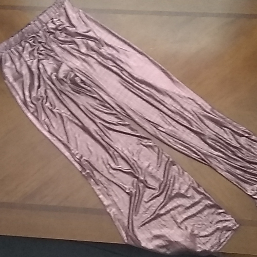 Shimmery metallic wide leg pants